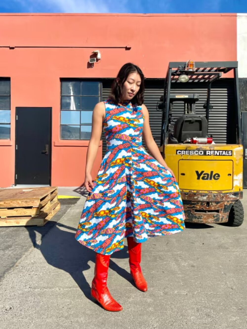 Nooworks Dahlia Dress in Lobster Dream Size Small